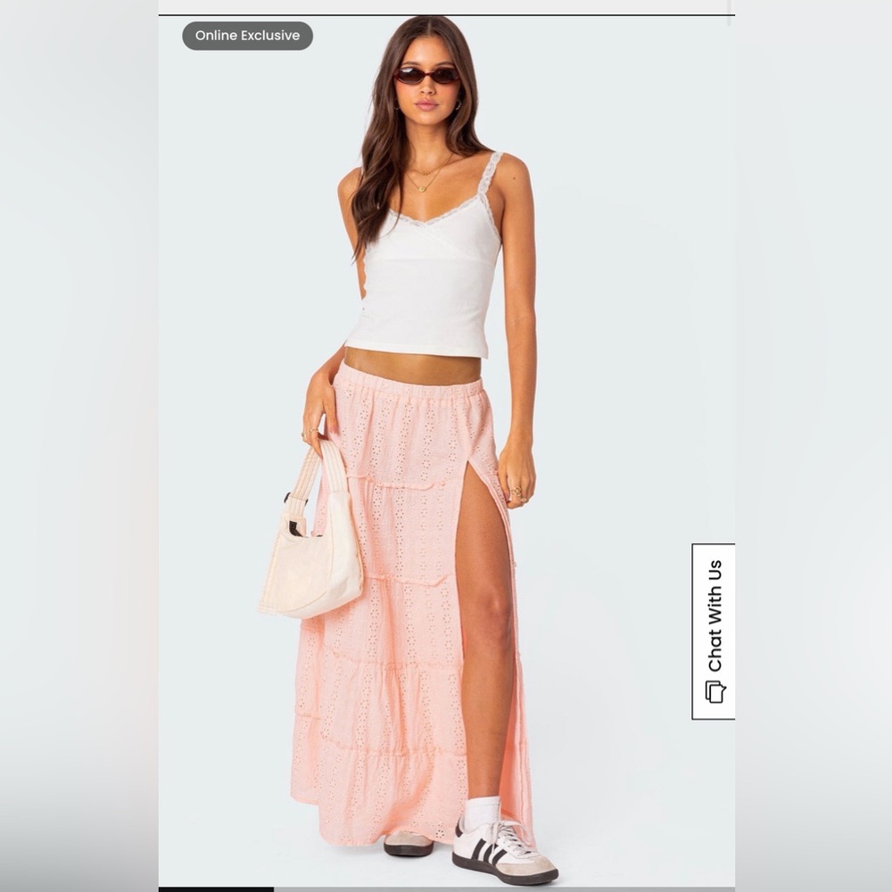 Edikted Light Pink Maxi Skirt
